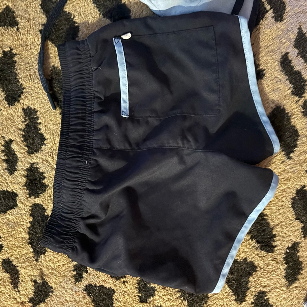 Minnow Kids Black Swim Trunks with Blue Trim